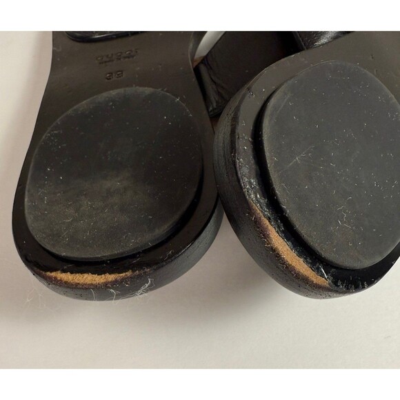 Gucci Marmont GG Thong Sandals in Black Leather Flats  EU 38 US 8 Authenticated - Picture 11 of 13